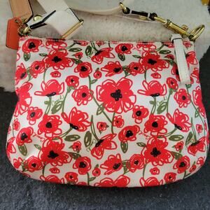 Coach Floral Shoulder Bag - Red and Cream
